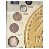 Framed United States 20th Century Coins - 1986 One Ounce (.999) Silver Coin, 1890 Morgan Silver Dollar, 1944 Walking Liberty Half Dollar, 1913 Barber Half Dollar, 1930 Standing Liberty Quarter and Mor