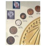 Framed United States 20th Century Coins - 1986 One Ounce (.999) Silver Coin, 1890 Morgan Silver Dollar, 1944 Walking Liberty Half Dollar, 1913 Barber Half Dollar, 1930 Standing Liberty Quarter and Mor