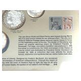 Framed United States 20th Century Coins - 1986 One Ounce (.999) Silver Coin, 1890 Morgan Silver Dollar, 1944 Walking Liberty Half Dollar, 1913 Barber Half Dollar, 1930 Standing Liberty Quarter and Mor