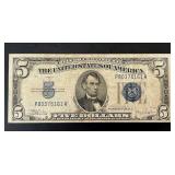 1934C $5 Blue Seal Silver Certificate Banknote (Fine)