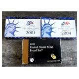 U.S. Mint Proof Sets - 2001 / 2004 / 2011 with COAs