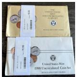 U.S. Mint Uncirculated Coin Sets - 1988 & 1990