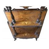 FR -Antique Victorian Inlaid Burled Walnut Four Tiered Corner Whatnot