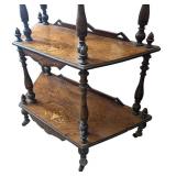 FR -Antique Victorian Inlaid Burled Walnut Four Tiered Corner Whatnot