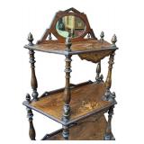 FR -Antique Victorian Inlaid Burled Walnut Four Tiered Corner Whatnot