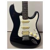 O - Fender Squier II Stratocaster - Black Electric Guitar w/ Case & Cable