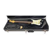 O - Fender Squier II Stratocaster - Black Electric Guitar w/ Case & Cable