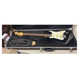O - Fender Squier II Stratocaster - Black Electric Guitar w/ Case & Cable