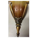 FR - Pair of Vintage Art Deco Amber Glass Wall Sconces by Mid-West
