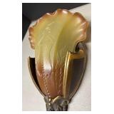 FR - Pair of Vintage Art Deco Amber Glass Wall Sconces by Mid-West