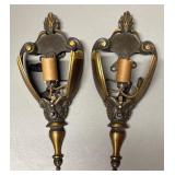 FR - Pair of Vintage Art Deco Amber Glass Wall Sconces by Mid-West