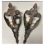 FR - Pair of Vintage Art Deco Amber Glass Wall Sconces by Mid-West