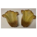 FR - Pair of Vintage Art Deco Amber Glass Wall Sconces by Mid-West