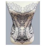 LLR - Dress Form Mannequin - Corset Print Decorative Bust on Black Tripod Stand