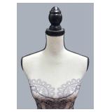 LLR - Dress Form Mannequin - Corset Print Decorative Bust on Black Tripod Stand