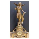 LLR - Antique Art Nouveau Ansonia Mantel Clock with Fairy Figurine