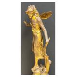 LLR - Antique Art Nouveau Ansonia Mantel Clock with Fairy Figurine