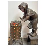 LLR - Antique French Spelter Figural Frileuse Lamp - Aristide De Ranieri French Spelter Figure