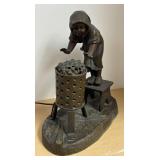 LLR - Antique French Spelter Figural Frileuse Lamp - Aristide De Ranieri French Spelter Figure