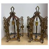 LLR - Pair of Vintage Brass Art Deco Light Fixtures
