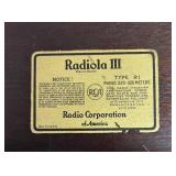 LLR - Vintage RCA Radiola III Regenerative Receiver - Type RI, 220-550 Meters