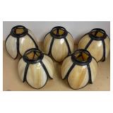 FR - Vintage Caramel Stained Glass Lamp Shades - Set of 5