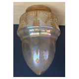 LLR - Antique Art Deco Light Fixture-Shimmering Glass with Gold Etching