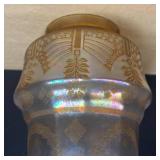 LLR - Antique Art Deco Light Fixture-Shimmering Glass with Gold Etching