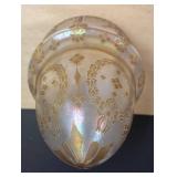 LLR - Antique Art Deco Light Fixture-Shimmering Glass with Gold Etching