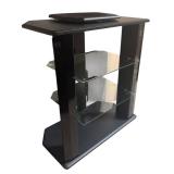 RR - Media Stand with Glass Shelves and Removable Swivel Top