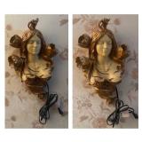 FR - Art Nouveau Bust Lamps - Wall Sconces