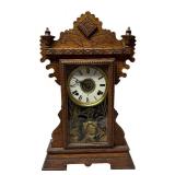 LLR - Wm. L. Gilbert Lake No. 6 Ornate Oak Mantel Clock