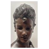 O - Vintage "Unmasked Young Girl" Bronze Bust by Georges Van Straeten