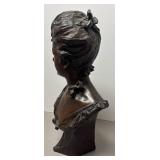 O - Vintage "Unmasked Young Girl" Bronze Bust by Georges Van Straeten