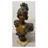 RR - Art Nouveau Bronze Bust Sculpture