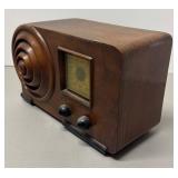 RR - Vintage Emerson AX212 "Bullseye" Moderne Radio with Vintage Walnut Wood Cabinet