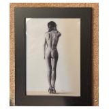 FR - Nude Woman in High Heels Pencil Drawing Print by D. Rives