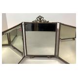 FR - Antique Art Nouveau Maiden Portrait Celluloid Tri-Fold Vanity Mirror