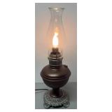 O - Vintage Oil Lamp with Bronze Tone Base