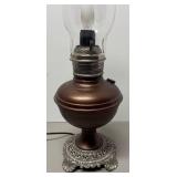 O - Vintage Oil Lamp with Bronze Tone Base