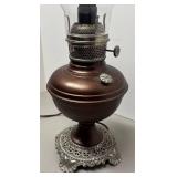 O - Vintage Oil Lamp with Bronze Tone Base