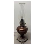 O - Vintage Oil Lamp with Bronze Tone Base