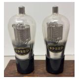 RR - Vintage Speed Vacuum Tubes Display - 4 Tubes on Wood Base