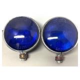 LLR - Two Vintage Unity Mfg. Co Spotlights  - Cobalt Blue Lenses Model: S-3