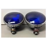 LLR - Two Vintage Unity Mfg. Co Spotlights  - Cobalt Blue Lenses Model: S-3