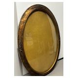 FR - Vintage Oval Convex Glass Frame Gold Tone with Floral Embellishments