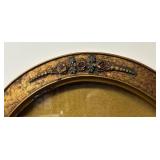 FR - Vintage Oval Convex Glass Frame Gold Tone with Floral Embellishments