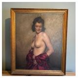 DR - Nude Woman Oil Painting - Vintage Unsigned, Framed