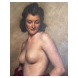 DR - Nude Woman Oil Painting - Vintage Unsigned, Framed