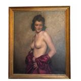 DR - Nude Woman Oil Painting - Vintage Unsigned, Framed